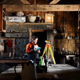 Undertaking monitoring survey of Terra Nova Hut at Cape Evans