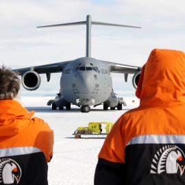 Watching the C17 taxi after landing.