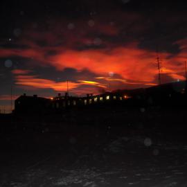 Nacreous clouds at sundown