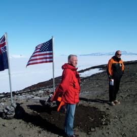 Karl Erb and Rob Fenwick at the Wind farm on-ice dedication, 21 January 2010