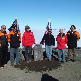 Rob Fenwick, Lou Sanson, Dr Kristina M Johnson (Under Secretary, DOE), Steven E Koonin (Under Secretary of Science, DOE), Karl Erb; Ken Smales, Meridian at the Wind farm on-ice dedication, 21 January 2010