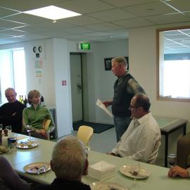 Karl Erb speaking at the dinner to celebrate the wind farm dedication, January 21 2010