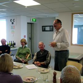 Lou Sanson speaking at the dinner to celebrate the wind farm dedication, January 21 2010