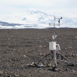 Minna Bluff soil climate station with Mt Discovery in the background