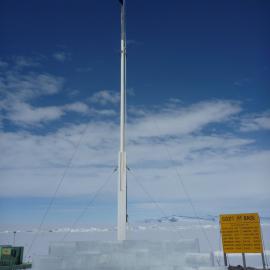 Ice wall that was constructed in front of the flagpole for the Erebus 30th anniversary commemoration