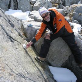 Taking paleomag readings, Cape Roberts
