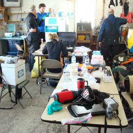 Working in Lower Erebus Hut Lab