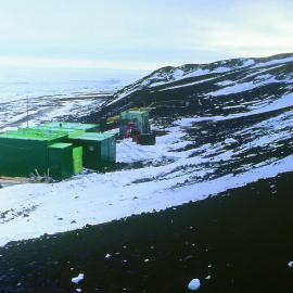 The old Cape Bird hut - new hut being built