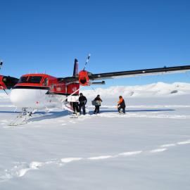 Unloading gear from the Twin Otter