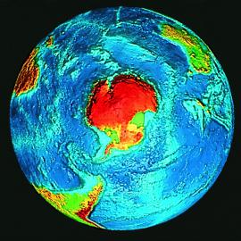 View of world centred on South Pole