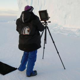 Preparing the camera at the Barne Glacier