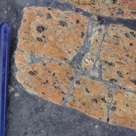 Mantle nodule, veined and disrupted by host basalt, Mt Morning