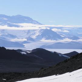 Clouds on the north end Royal Society Range from Hurricane Ridge, Mt Morning