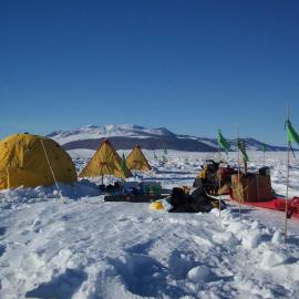 Field camp and flags