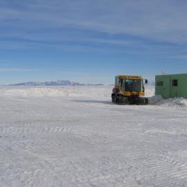 Pisten bully parked at the Cape Armitage dive site