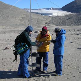 Servicing sand traps in the Victoria Valley