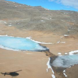 Frozen lakes in the Dry Valleys, from helicopter