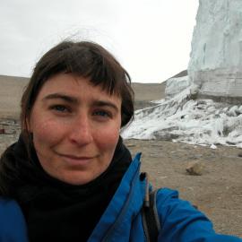 Kirsten Haydon at the Adams Glacier, Dry Valleys