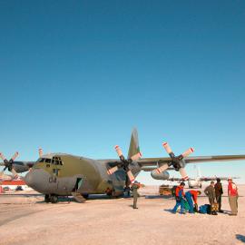 RNZAF C-130 Hercules, on the ice runway.