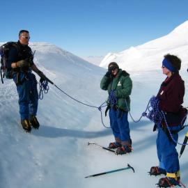AFT in the ice fall with Mike Barker, Kate Madill, Bernie Hall and Erik Barnes