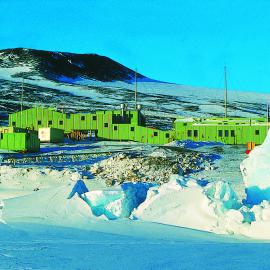 Scott Base and Crater Hill from sea ice
