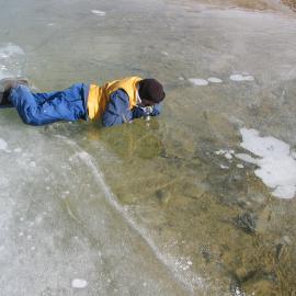 Photographing through the ice - pond mat