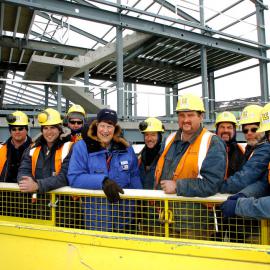 Construction team for the Hillary Field Centre with Sir Edmund Hillary