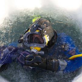 Ian Hawes in the diving hole