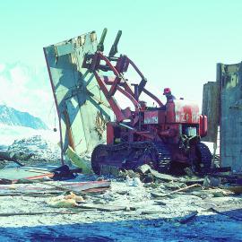 Demolishing the garage at Hallett Station