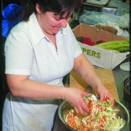 Wendy Stard(?) making salad