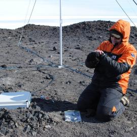 Working at Arrival Heights around the K060 VF antenna during the calibration of the system