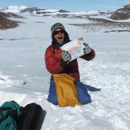 Kimberley's excitement at finding her mail brought by the resupply helicopter