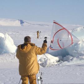 Tom Clarkson with a meteorological balloon