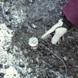 Seismometer in warm soil on the rim of Mt Erebus