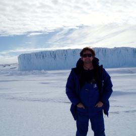 Gareth Farr in front of the Barne Glacier