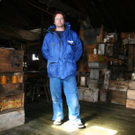 Gareth in Scott's Hut at Cape Evans
