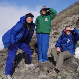 Gareth, Megan and Karen halfway up Observation Hill