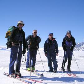 Team with Cape Adare in the background