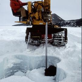 Ice auger in action in sea ice
