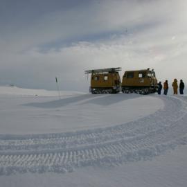 Hagglunds in the snow, with flags, November 2005