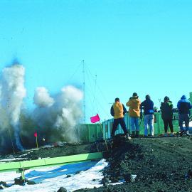 Blasting outside A hut: December 1989