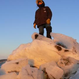Tim Hay on press ice hill at Cape Bird beach