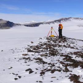 GPS at photocontrol point, Hatherton Glacier