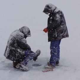 Fishing in the snow