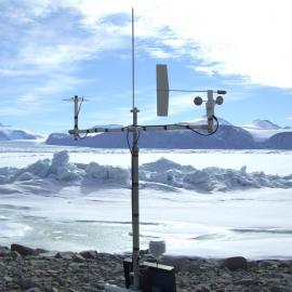 View of Granite Harbour through the cross bar of the Granite Harbour soil climate station