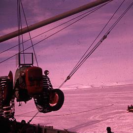 Loading a TAE Ferguson tractor, February 1961
