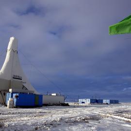 The ANDRILL site, with green flag in the foreground