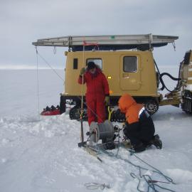 Profiling the ocean beneath the sea ice from the back of a Hagglunds