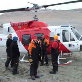 Scientists in the Miers Valley field camp and visitors for the day from Scott Base