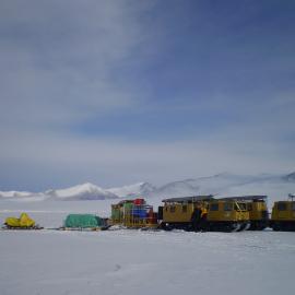 Hagglunds pulling a load of gear on the traverse to Granite Harbour